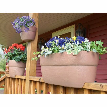 Bloomers Railing Planter with Drainage Holes, 24in Weatherproof Resin Planter, Charcoal 2440W-1